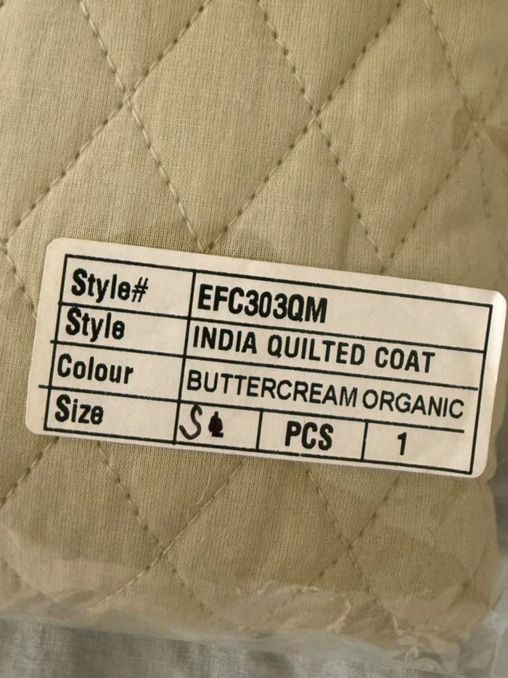 Emerson fry quilted coat Buttercream color organic cotton $180 retail - Picture 5 of 5